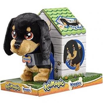 Animagic- Waggles, mi Perrito Salchicha Mascota Que ladra y anda, Color Negro - marrón, Talla Única