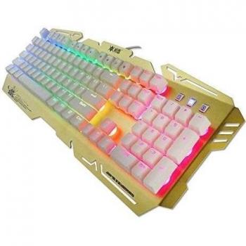 K-RAY K818 Teclado para juegos mecánicos ,Diseño resistente al agua,Arco iris-color LED de luz de fondo - oro