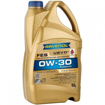RAVENOL FES SAE 0W-30 - Aceite de motor sintético para automóviles - 5 litros, baja viscosidad, excelente protección contra el desgaste, alta estabilidad térmica y oxidativa, mejora la eficiencia del combustible