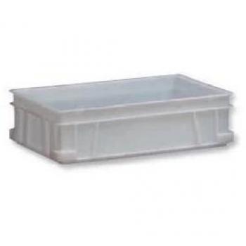 Caja apilable alimentaria DENOX de 30 litros, dimensiones 60x40x17 cm, color blanca, apta para uso alimentario