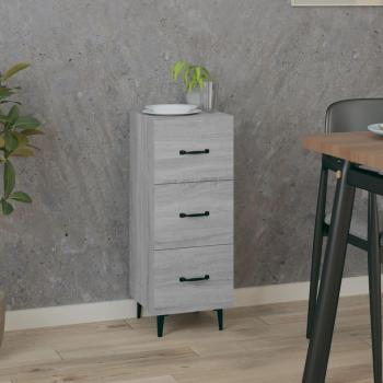 Aparador de madera contrachapada 34,5x34x90 cm, Mueble de Almacenaje de Salón, Buffet para salón, Armario Auxiliar, Armario de Almacenamiento en color gris Sonoma