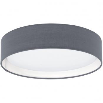 Plafón de Techo LED Eglo Pasteri Gris 32cm con Pantalla de Tela y Difusor Blanco - 3.6W Luz Cálida