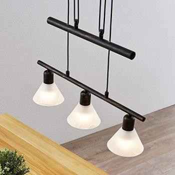 Lámpara colgante Delira 3 luces, negro, regulable, de metal, tradicional, E14 para salón y comedor