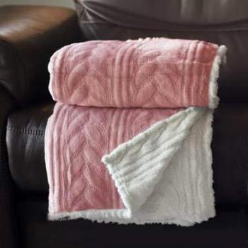DHestia - Manta de Sofá para Invierno con Tejido Borreguillo Diseño en Relieve. 160x130 cm. Tresse