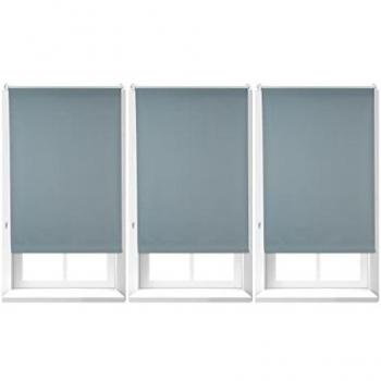 Set de 3 Estores Enrollables Opacos Térmicos Sin Taladrar con Cadena, 70 x 160 cm, Gris