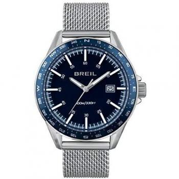 Reloj de Caballero Breil Rugged Mono-escala Azul Oscuro con Movimiento de Cuarzo Tempo-3 y Malla de Acero Plata TW1893