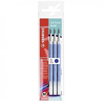 Stabilo 6/041 – 3-01 Gel Exxx Pack de 3 recambios de tinta gel para bolígrafo roller borrable azul