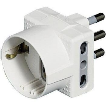 Adaptador Triple Bticino 16A con 1 Toma Alemana y 2 Tomas Bipasso 10/16A Blanco S3611DE