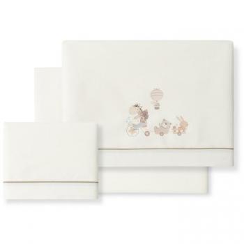 Sábanas Minicuna 100% Algodón 50X80 Modelo Jirafa Bicicleta Interbaby