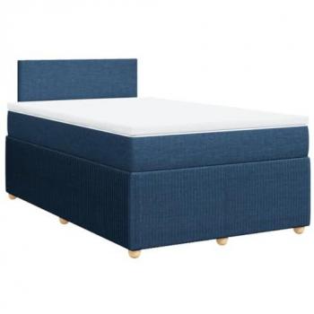 Cama box spring con colchón de muelles en tela azul 120x200 cm