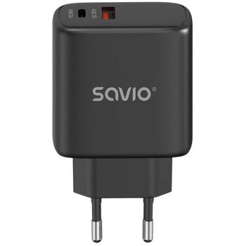 Cargador de Pared Savio LA-06/B USB Quick Charge 30W Power Delivery 3.0, Negro