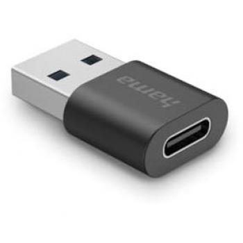 Adaptador USB 3.2 Gen2 Hama 00200357, Conector Tipo A a Tipo C, Negro