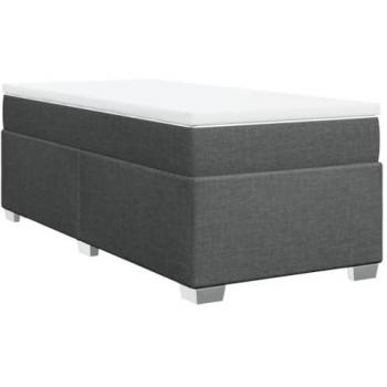 Cama box spring con colchón tela gris oscuro 90x190 cm