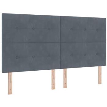 Cabecero LED Ajustable Gris Oscuro 90 cm Terciopelo con Luces de Tira