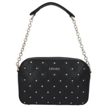 Liu Jo Quilted Shoulder Bag with Rhinestones, Black, Female, Size: ONE SIZE