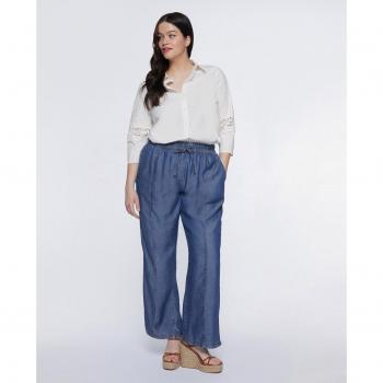 Pantalón ancho de mujer Fiorella Rubino en TENCEL™ con bolsillos y cintura elástica