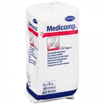 Medicomp Non-Sterile 4-Ply Gauze Compresses, 5x5 cm, Pack of 100
