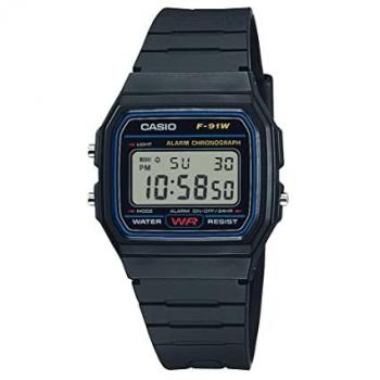 Casio F-91W-1CR Men's Black Digital Watch (38.2 × 35.2 × 8.5 mm)