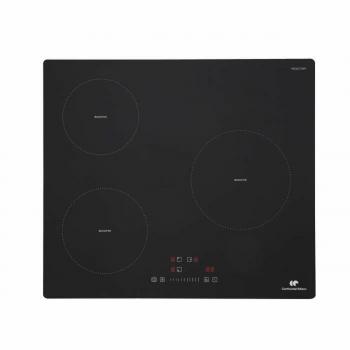 Placa de Inducción Continental Edison 3 Fuegos con 3 Temporizadores y 3 Boosters, Color Negro, Dimensiones 59 x 52 cm