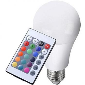 Bombilla LED E27 RGB 7,5 W, mando a distancia, cambio de color regulable