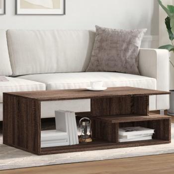 Mesa de centro de madera multicapa marrón roble 102x55x35 cm