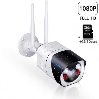 SZSINOCAM Cámara Vigilancia Exterior WiFi,1080P Camaras De Vigilancia con Visión Nocturna,Cámaras IP CCTV Impermeable IP66, Detección de Movimiento,Audio Bidireccional,Android/iOS/PC