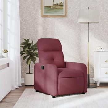 Sillón Reclinable de Tela Rojo Tinto con Respaldo y Reposabrazos, Silla de Relax para Descanso y TV