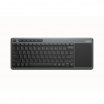 Teclado Inalámbrico Rapoo K2600 con Touchpad, Conexión 2.4 GHz, Diseño Ultrafino, Layout QWERTZ (Alemán), Color Gris