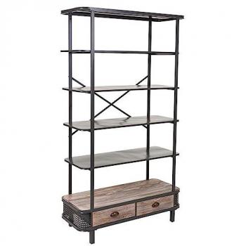 Estantería de Metal y Madera Gris con 5 Baladas y 2 Cajones - Alexandra House Living