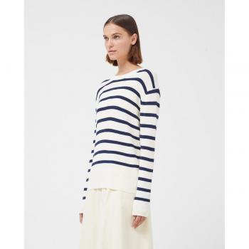 Jersey de punto con estampado de rayas en blanco