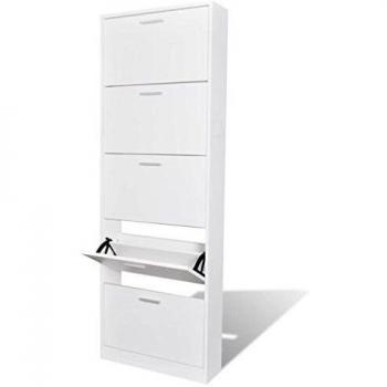 vidaXL Zapatero de Madera Blanco 5 Compartimentos Mueble Almacenaje de Zapato
