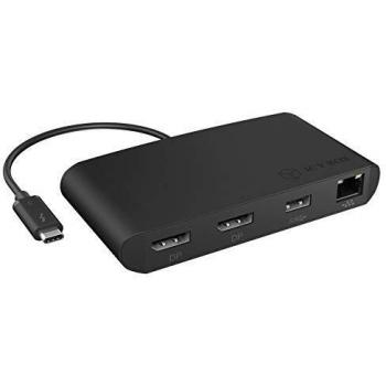 Estación de Acoplamiento Thunderbolt 3 IB-DK406-TB3 con Doble Interfaz DisplayPort y Conexión Alámbrica Negra