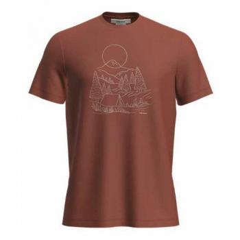 Icebreaker Merino 150 Tech Lite III Short Sleeve Shirt Sunset Camp Hombre Rojo