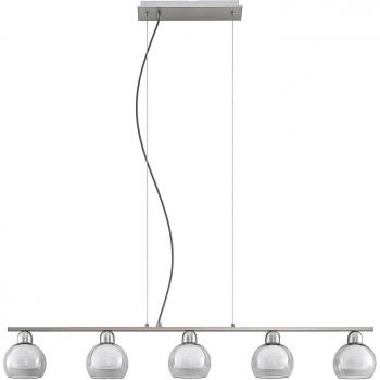 Lámpara colgante Lucande Kaiya, moderna, 5 luces, vidrio y metal en gris, E14 para salón y comedor