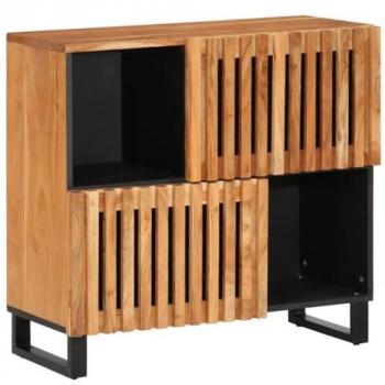 Aparador de madera maciza de acacia 80x34x75 cm, armario de almacenaje, mueble aparador, mueble de almacenaje de cocina, bufé