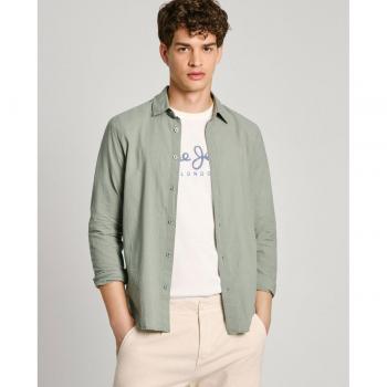 Camisa de hombre Pepe Jeans PM308566 Marcel verde regular fit teñida en prenda