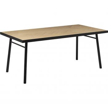 Mesa de Comedor Rectangular Ivorie 180 x 90 cm Madera Clara y Negra para 6 Personas