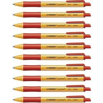 Bolígrafo retráctil fabricado en 79% plásticos reciclados color rojo - Caja con 10 unidades