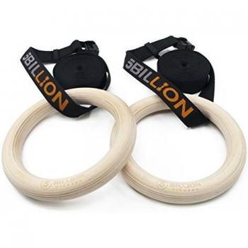 5BILLION Anillos de Gimnasia de Madera-Anillos de Gimnasio Olímpico con Hebillas Ajustables Correas-Entrenamiento para Gimnasia en Casa, Levantamientos Musculares y Entrenamiento de Fuerza
