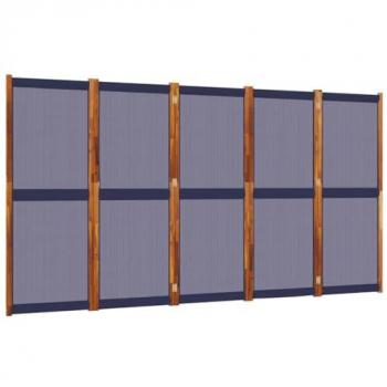 Biombo divisor de 5 paneles azul oscuro 350x180 cm, separador de ambientes de privacidad, divisor de espacios plegable, pantalla decorativa para jardín