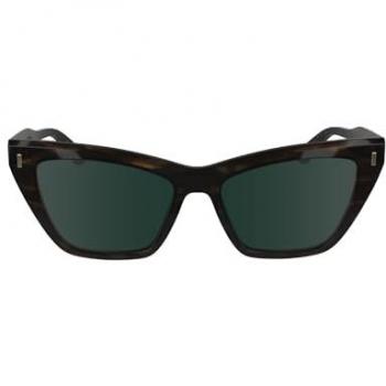 Calvin Klein CK24505S Women's Sunglasses, Full-Rim Acetate Frame, Havana Brown/Green, Size 55 MM