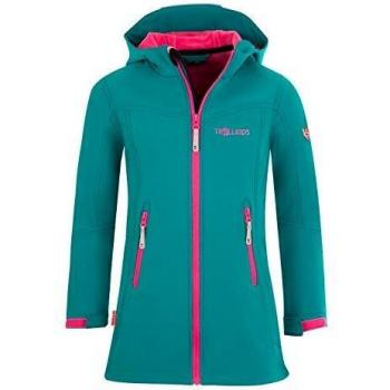 Trollkids Lillesand - Abrigo Impermeable para niña Smaragdgrün/Rubinrot 116 cm