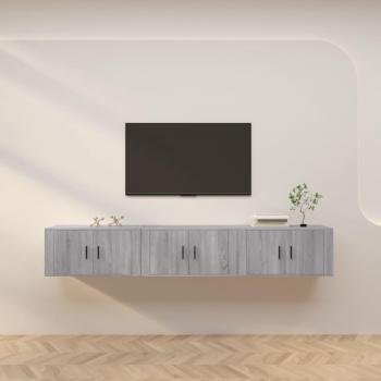 Mueble TV de pared 3 piezas Sonoma gris 80x34,5x40 cm
