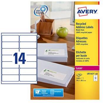 Avery España LR7163-100 Etiquetas adhesivas A4 blancas reciclables