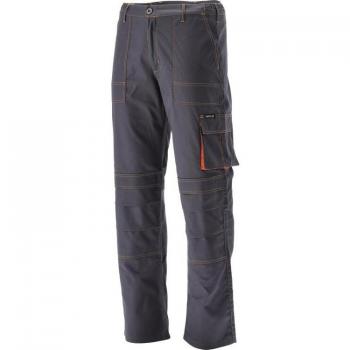 Pantalones de trabajo Yato YT-80403, resistentes y duraderos, fabricados en poliéster y algodón, con múltiples bolsillos para herramientas, refuerzos en áreas críticas, ajuste cómodo y diseño funcional