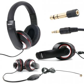 DURAGADGET Auriculares En Negro Y Rojo Compatible con Teclado Casio CTK3200 / 781071 SA-76 / CTK-1200 / SA-47H7 / CTK2400 / Yamaha PSR-E353 / PSR-E443 - Conexión Jack De 3.5mm