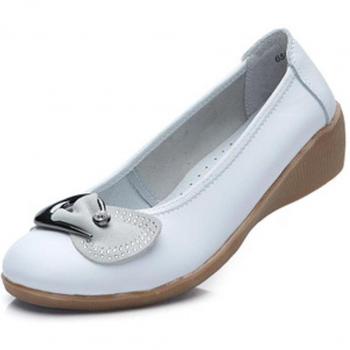 Lucksender - Mocasines de Piel para mujer, color Blanco, talla 36,5 EU