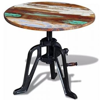 vidaXL Side Table Solid Reclaimed Wood Cast Iron 60x(42-63) cm