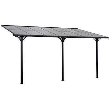 Pérgola bioclimática de aluminio y policarbonato 4,35x3 m con canalón integrado y protección UV - Gris