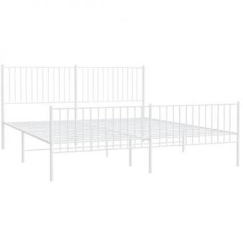 vidaXL Metal Bed Frame without Mattress with Footboard White 193x203cm